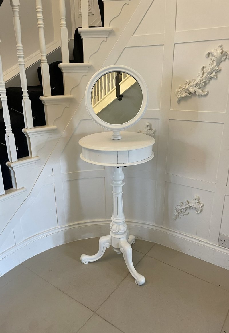 Antique Victorian Painted Adjustable Shaving Stand Vanity Mirror